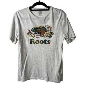 Roots camo graphic print t-shirt women’s size XS‎